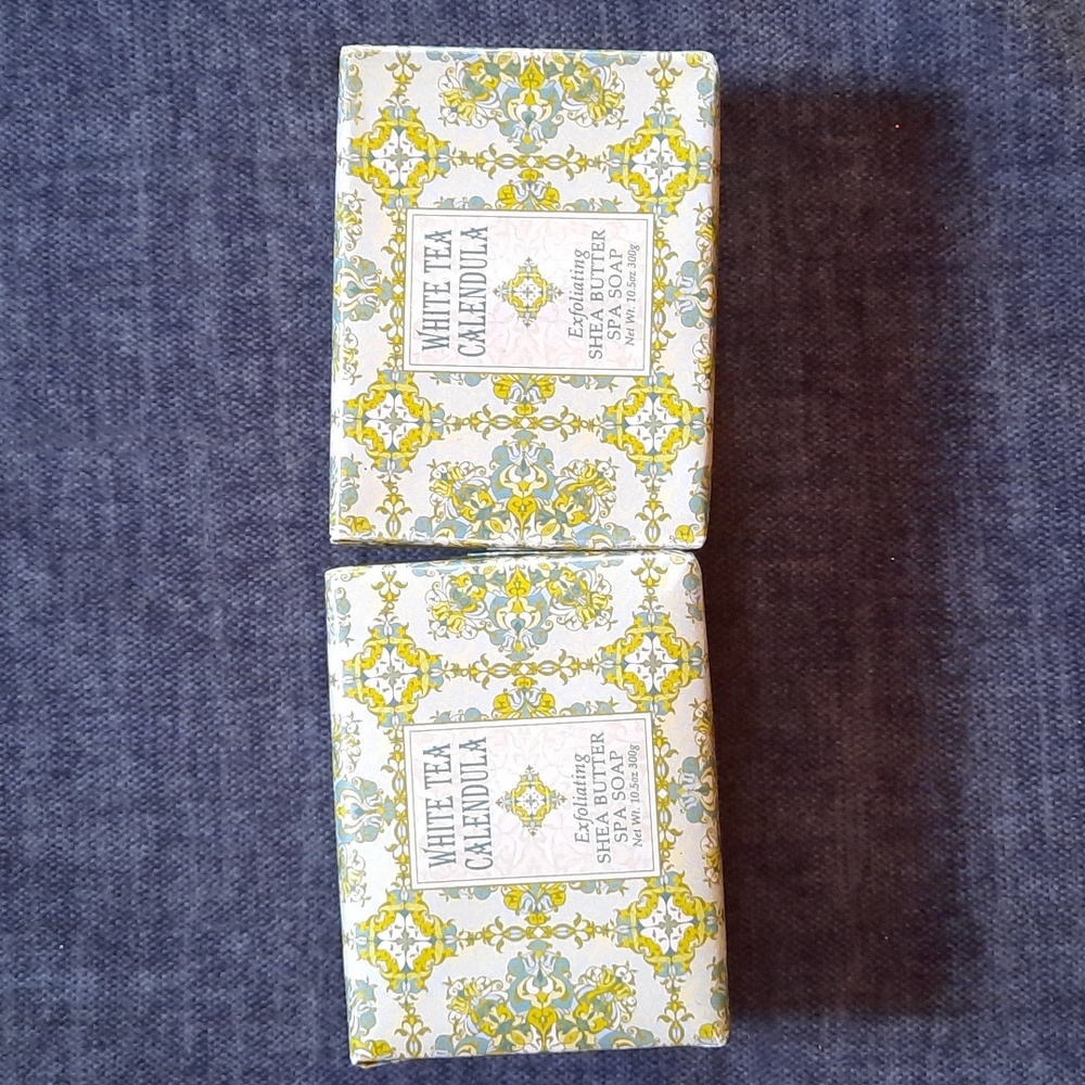 White Tea Calendula Shea Butter Exfoliating Spa Bar Soap Set 10.5oz Bars Body